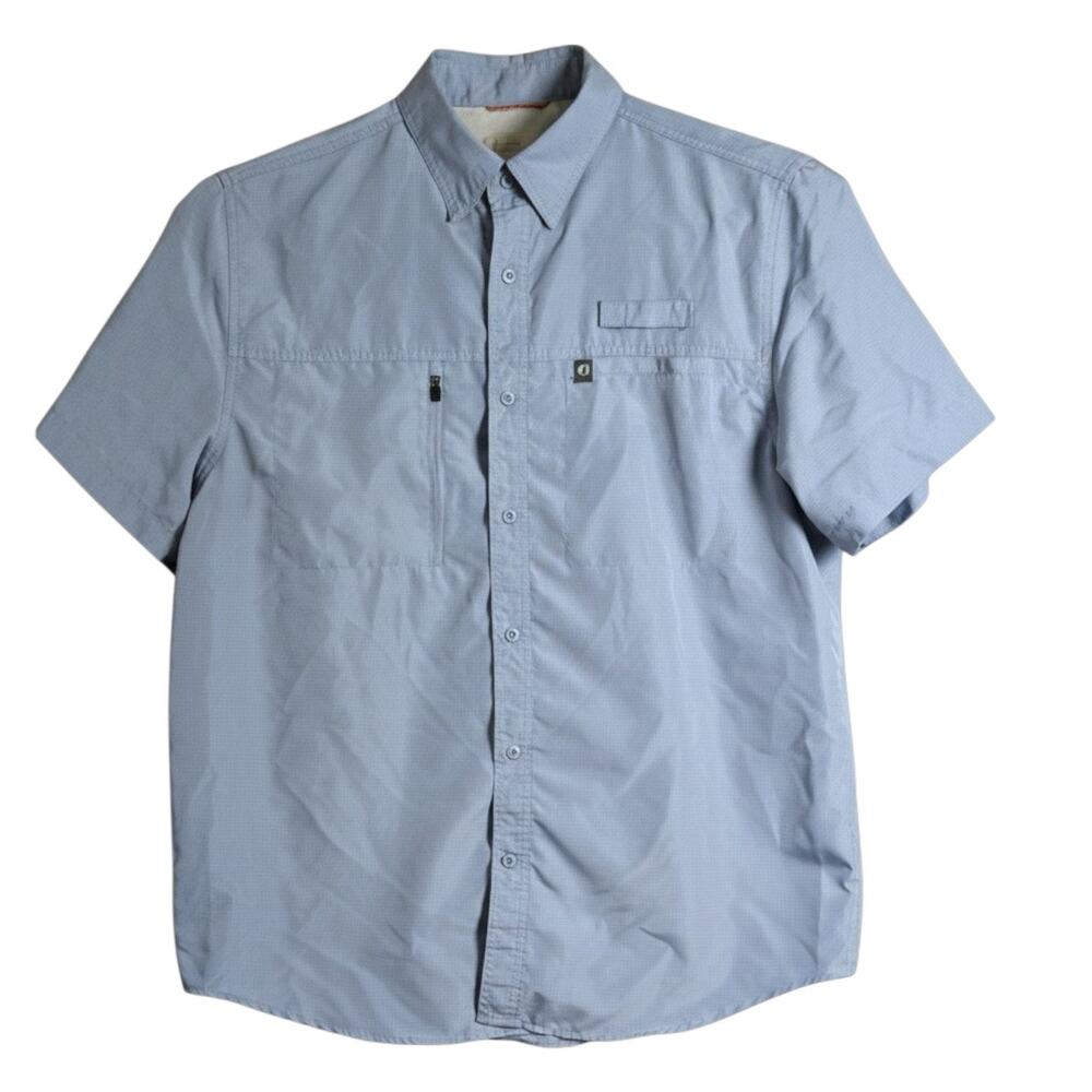 American Outdoorsman Large Mens Fishing Shirt Short Sleeve Blue